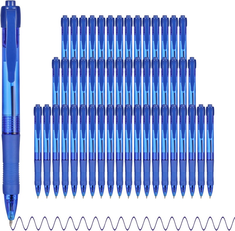 deegtran Pens Bulk, 50 Pack No Bleed Blue Ink Click Pens with Soft Grip, Wholesale Retractable Ballpoint Pens for Office School, Medium Point Smooth 1.0MM - Image 1
